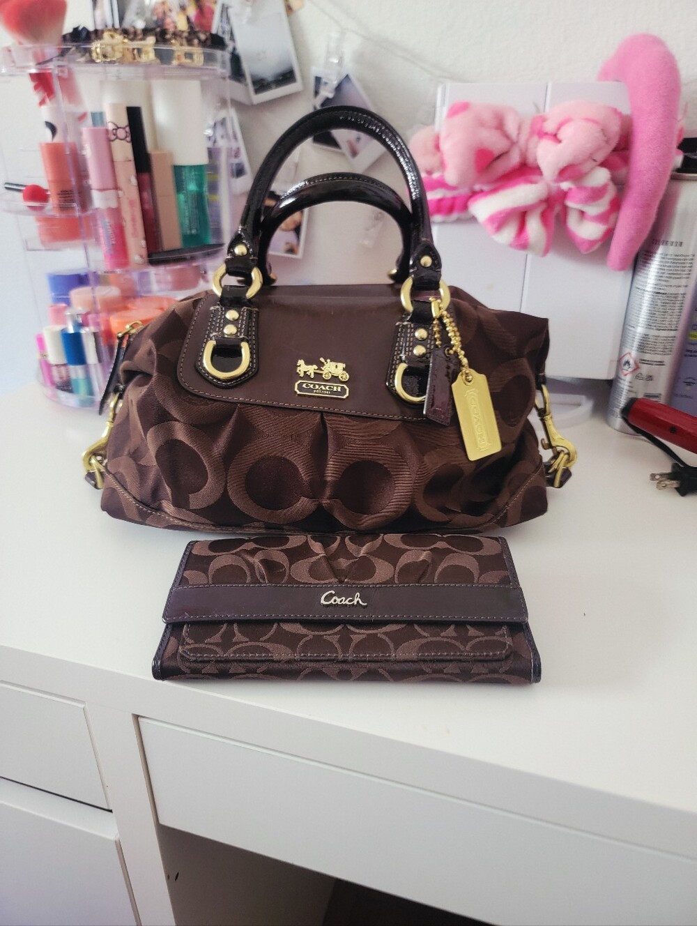 Chocolate Coach Madison OP Sabrina Satchel Shoulder Bag Beautiful